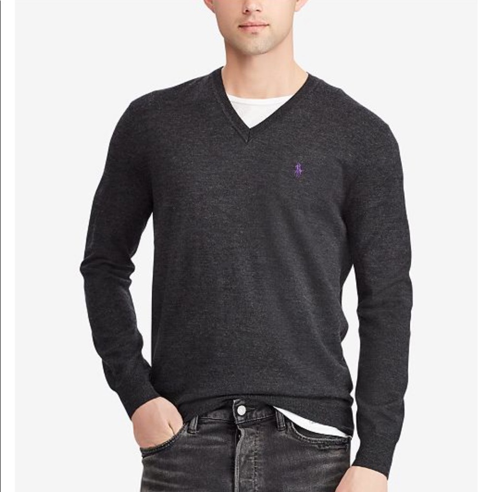 Ralph Lauren v neck lambs wool sweater